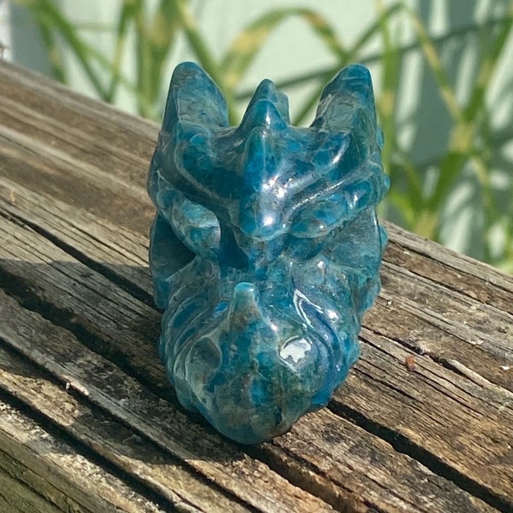 Blue Apatite Dragon Skull